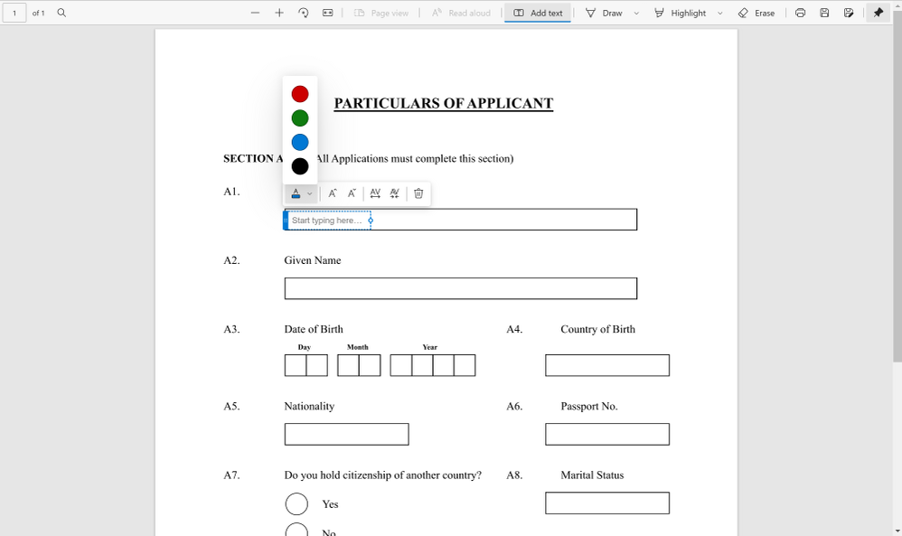 Microsoft edge browser will support adding text to PDF files