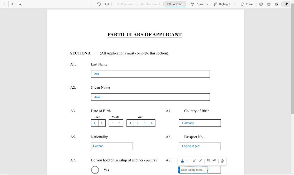 Microsoft edge browser will support adding text to PDF files